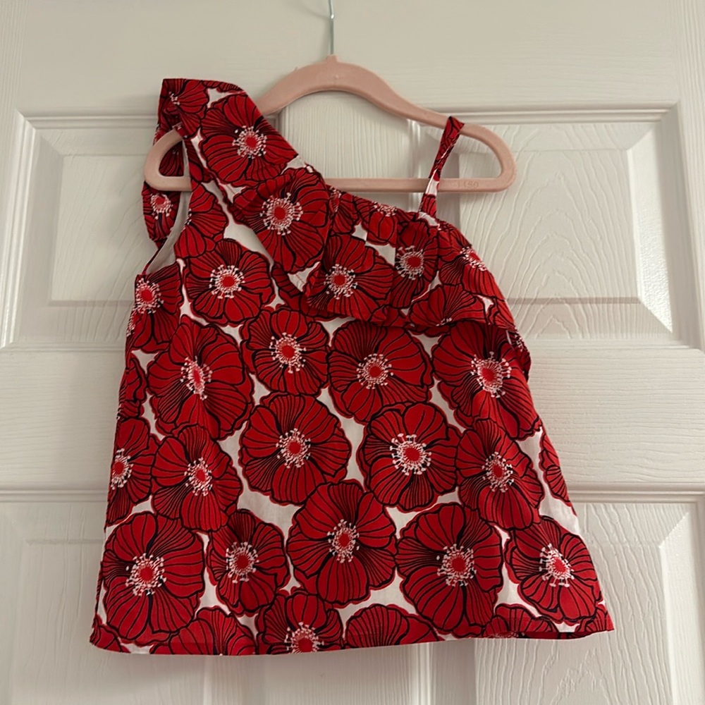 Janie and Jack red and white floral top. Size 5.